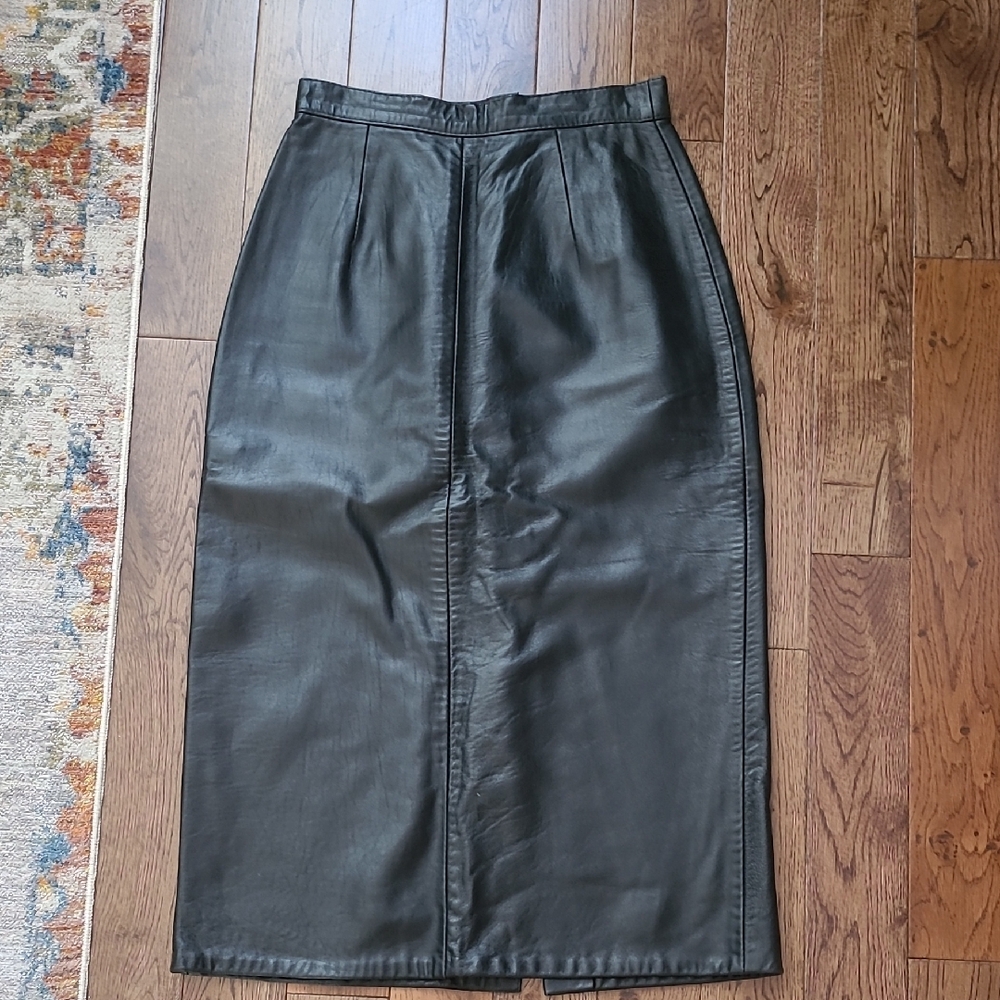Black Leather Midi Skirt